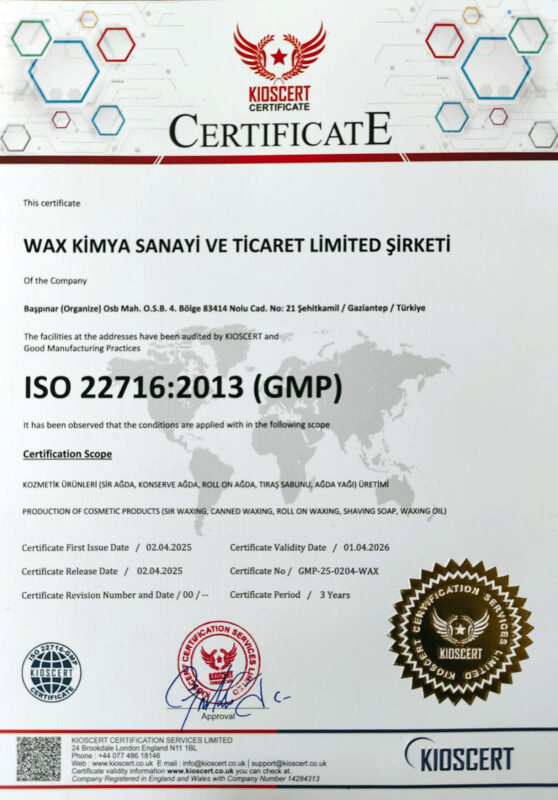 WAX KİMYA 2025-2026 SERTİFİKA